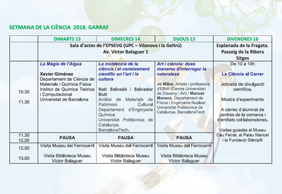 Celebració de la 23ª Setmana de la Ciència SC[18]: Actes al Garraf