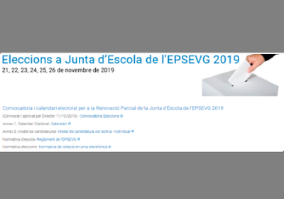 Convocatòria d'eleccions per a la renovació parcial de la Junta d'Escola de l'EPSEVG -  Tardor 2019