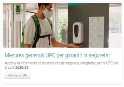 Mesures generals i específiques de protecció i seguretat pel funcionament de la docència a l'EPSEVG a l'inici del Curs 2020-21