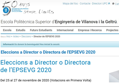 Pàgina web de les eleccions a Director o Directora de l'EPSEVG 2020